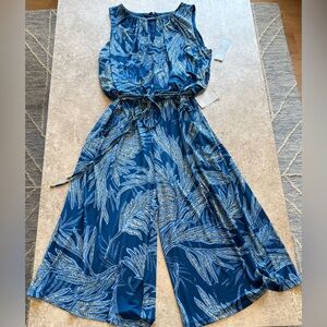 London Times Tropical Blue Jumpsuit